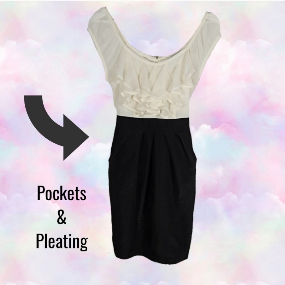 NEW Romantic Whimsigoth Party Dress Black and Cream Colorblock Dress